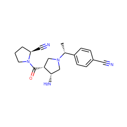 C[C@H](c1ccc(C#N)cc1)N1C[C@H](N)[C@H](C(=O)N2CCC[C@H]2C#N)C1 ZINC000028955133