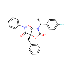 C[C@H](c1ccc(F)cc1)N1C(=O)O[C@](Cc2ccccc2)(C(=O)Nc2ccccc2)C1=O ZINC000096273481