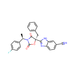 C[C@H](c1ccc(F)cc1)N1C(=O)O[C@](Cc2ccccc2)(c2nc3ccc(C#N)cc3[nH]2)C1=O ZINC000473136615