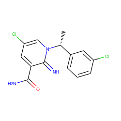 C[C@H](c1cccc(Cl)c1)n1cc(Cl)cc(C(N)=O)c1=N ZINC000115007165