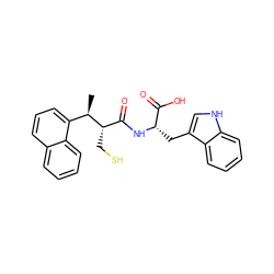 C[C@H](c1cccc2ccccc12)[C@@H](CS)C(=O)N[C@@H](Cc1c[nH]c2ccccc12)C(=O)O ZINC000013472976