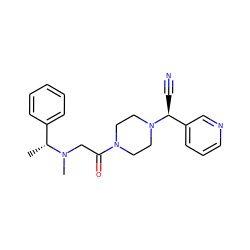 C[C@H](c1ccccc1)N(C)CC(=O)N1CCN([C@@H](C#N)c2cccnc2)CC1 ZINC000013729228