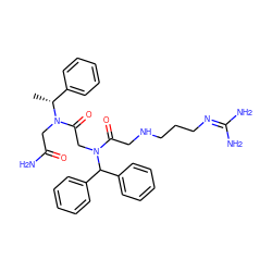 C[C@H](c1ccccc1)N(CC(N)=O)C(=O)CN(C(=O)CNCCCN=C(N)N)C(c1ccccc1)c1ccccc1 ZINC000029213919