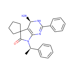 C[C@H](c1ccccc1)N1C(=O)C2(CCCC2)C2=C1N=C(c1ccccc1)N[C@@H]2N ZINC000026500808