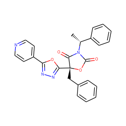 C[C@H](c1ccccc1)N1C(=O)O[C@](Cc2ccccc2)(c2nnc(-c3ccncc3)o2)C1=O ZINC000169311894