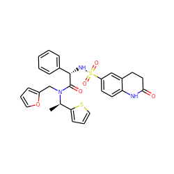 C[C@H](c1cccs1)N(Cc1ccco1)C(=O)[C@@H](NS(=O)(=O)c1ccc2c(c1)CCC(=O)N2)c1ccccc1 ZINC000033356466