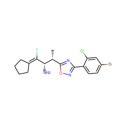 C[C@H](c1nc(-c2ccc(Br)cc2Cl)no1)[C@H](N)C(F)=C1CCCC1 ZINC000029126166