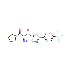 C[C@H](c1nc(-c2ccc(C(F)(F)F)cc2)no1)[C@H](N)C(=O)N1CCCC1 ZINC000014948425