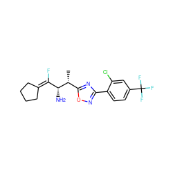 C[C@H](c1nc(-c2ccc(C(F)(F)F)cc2Cl)no1)[C@H](N)C(F)=C1CCCC1 ZINC000029126171