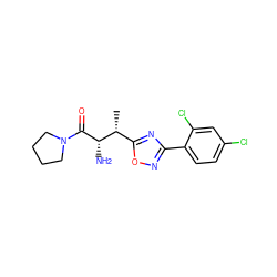 C[C@H](c1nc(-c2ccc(Cl)cc2Cl)no1)[C@H](N)C(=O)N1CCCC1 ZINC000014948446