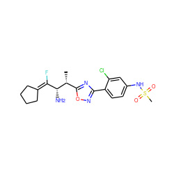 C[C@H](c1nc(-c2ccc(NS(C)(=O)=O)cc2Cl)no1)[C@H](N)C(F)=C1CCCC1 ZINC000029126085