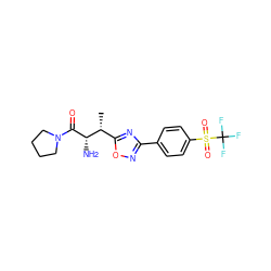 C[C@H](c1nc(-c2ccc(S(=O)(=O)C(F)(F)F)cc2)no1)[C@H](N)C(=O)N1CCCC1 ZINC000014948428