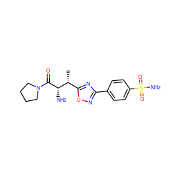 C[C@H](c1nc(-c2ccc(S(N)(=O)=O)cc2)no1)[C@H](N)C(=O)N1CCCC1 ZINC000014948431