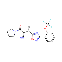 C[C@H](c1nc(-c2ccccc2OC(F)(F)F)no1)[C@H](N)C(=O)N1CCCC1 ZINC000014948403