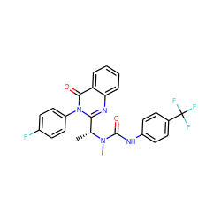 C[C@H](c1nc2ccccc2c(=O)n1-c1ccc(F)cc1)N(C)C(=O)Nc1ccc(C(F)(F)F)cc1 ZINC000016425096