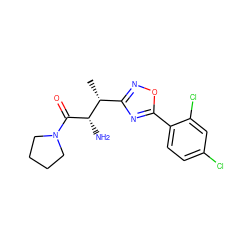 C[C@H](c1noc(-c2ccc(Cl)cc2Cl)n1)[C@H](N)C(=O)N1CCCC1 ZINC000014948467