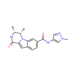 C[C@H]1[C@@H](C)NC(=O)c2cc3ccc(C(=O)Nc4cnn(C)c4)cc3n21 ZINC000218293948