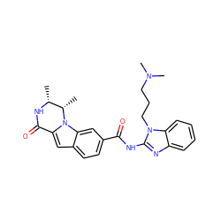 C[C@H]1[C@@H](C)NC(=O)c2cc3ccc(C(=O)Nc4nc5ccccc5n4CCCN(C)C)cc3n21 ZINC000117689819