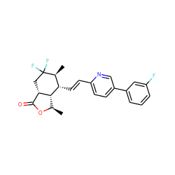 C[C@H]1[C@H](/C=C/c2ccc(-c3cccc(F)c3)cn2)[C@@H]2[C@@H](C)OC(=O)[C@@H]2CC1(F)F ZINC000205741480