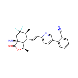 C[C@H]1[C@H](/C=C/c2ccc(-c3ccccc3C#N)cn2)[C@@H]2[C@@H](C)OC(=O)[C@]2(N)CC1(F)F ZINC000204922884