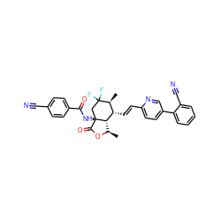 C[C@H]1[C@H](/C=C/c2ccc(-c3ccccc3C#N)cn2)[C@@H]2[C@@H](C)OC(=O)[C@]2(NC(=O)c2ccc(C#N)cc2)CC1(F)F ZINC001772592343