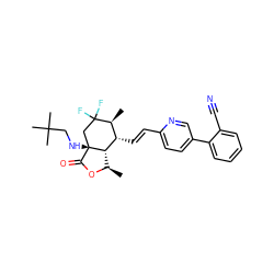 C[C@H]1[C@H](/C=C/c2ccc(-c3ccccc3C#N)cn2)[C@@H]2[C@@H](C)OC(=O)[C@]2(NCC(C)(C)C)CC1(F)F ZINC000204929987