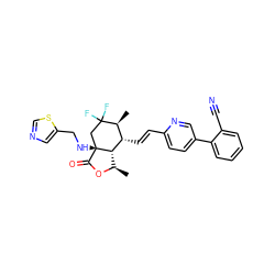 C[C@H]1[C@H](/C=C/c2ccc(-c3ccccc3C#N)cn2)[C@@H]2[C@@H](C)OC(=O)[C@]2(NCc2cncs2)CC1(F)F ZINC001772603173