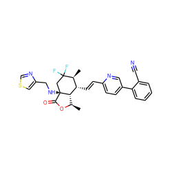 C[C@H]1[C@H](/C=C/c2ccc(-c3ccccc3C#N)cn2)[C@@H]2[C@@H](C)OC(=O)[C@]2(NCc2cscn2)CC1(F)F ZINC001772622221