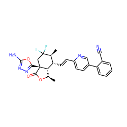 C[C@H]1[C@H](/C=C/c2ccc(-c3ccccc3C#N)cn2)[C@@H]2[C@@H](C)OC(=O)[C@]2(c2nnc(N)o2)CC1(F)F ZINC001772631284