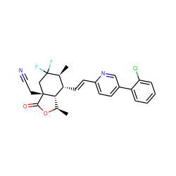 C[C@H]1[C@H](/C=C/c2ccc(-c3ccccc3Cl)cn2)[C@@H]2[C@@H](C)OC(=O)[C@]2(CC#N)CC1(F)F ZINC001772654400