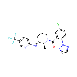 C[C@H]1[C@H](Nc2ccc(C(F)(F)F)cn2)CCCN1C(=O)c1cc(Cl)ccc1-n1nccn1 ZINC000218440007