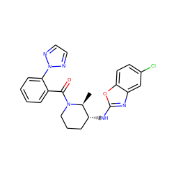 C[C@H]1[C@H](Nc2nc3cc(Cl)ccc3o2)CCCN1C(=O)c1ccccc1-n1nccn1 ZINC000218477033