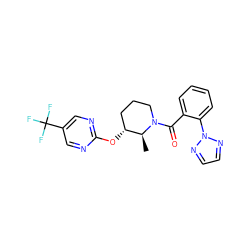 C[C@H]1[C@H](Oc2ncc(C(F)(F)F)cn2)CCCN1C(=O)c1ccccc1-n1nccn1 ZINC000225848615