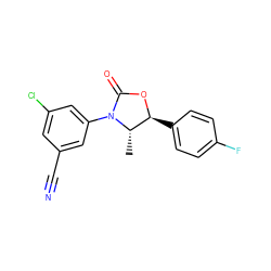 C[C@H]1[C@H](c2ccc(F)cc2)OC(=O)N1c1cc(Cl)cc(C#N)c1 ZINC001772619224