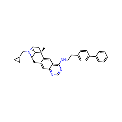 C[C@H]1[C@H]2Cc3cc4ncnc(NCCc5ccc(-c6ccccc6)cc5)c4cc3[C@@]1(C)CCN2CC1CC1 ZINC000101199925