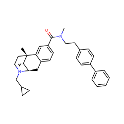 C[C@H]1[C@H]2Cc3ccc(C(=O)N(C)CCc4ccc(-c5ccccc5)cc4)cc3[C@@]1(C)CCN2CC1CC1 ZINC000101063374