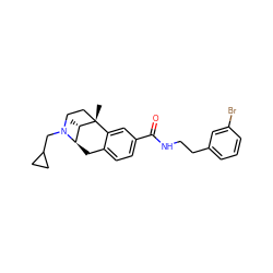 C[C@H]1[C@H]2Cc3ccc(C(=O)NCCc4cccc(Br)c4)cc3[C@@]1(C)CCN2CC1CC1 ZINC000101124864