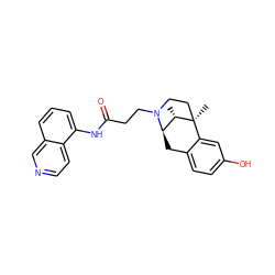 C[C@H]1[C@H]2Cc3ccc(O)cc3[C@]1(C)CCN2CCC(=O)Nc1cccc2cnccc12 ZINC000653849275