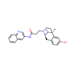 C[C@H]1[C@H]2Cc3ccc(O)cc3[C@]1(C)CCN2CCC(=O)Nc1cnc2ccccc2c1 ZINC000653849314