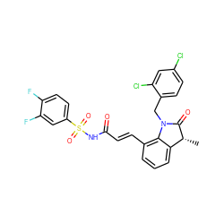 C[C@H]1C(=O)N(Cc2ccc(Cl)cc2Cl)c2c(/C=C/C(=O)NS(=O)(=O)c3ccc(F)c(F)c3)cccc21 ZINC000049781194