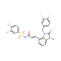 C[C@H]1C(=O)N(Cc2ccc(F)c(F)c2)c2c(/C=C/C(=O)NS(=O)(=O)c3ccc(Cl)c(Cl)c3)cccc21 ZINC000049781262