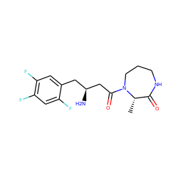 C[C@H]1C(=O)NCCCN1C(=O)C[C@@H](N)Cc1cc(F)c(F)cc1F ZINC000014953093