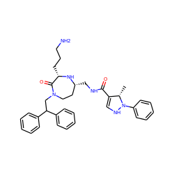 C[C@H]1C(C(=O)NC[C@@H]2CCN(CC(c3ccccc3)c3ccccc3)C(=O)[C@H](CCCN)N2)=CNN1c1ccccc1 ZINC001772619419