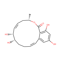 C[C@H]1C/C=C/[C@@H](O)[C@@H](O)CC/C=C/c2cc(O)cc(O)c2C(=O)O1 ZINC000014415573