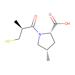 C[C@H]1C[C@@H](C(=O)O)N(C(=O)[C@H](C)CS)C1 ZINC000040640044