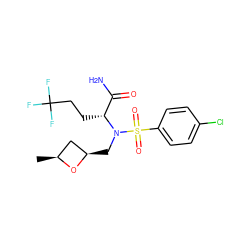 C[C@H]1C[C@@H](CN([C@H](CCC(F)(F)F)C(N)=O)S(=O)(=O)c2ccc(Cl)cc2)O1 ZINC000073166524