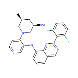 C[C@H]1C[C@@H](N)CN(c2ccncc2Nc2cccc3cnc(-c4c(F)cccc4F)nc23)C1 ZINC000116904415