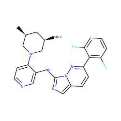 C[C@H]1C[C@@H](N)CN(c2ccncc2Nc2ncc3ccc(-c4c(F)cccc4F)nn23)C1 ZINC000144091713