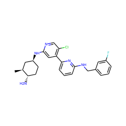 C[C@H]1C[C@@H](Nc2cc(-c3cccc(NCc4cccc(F)c4)n3)c(Cl)cn2)CC[C@@H]1N ZINC000169703752