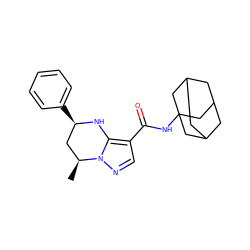 C[C@H]1C[C@@H](c2ccccc2)Nc2c(C(=O)NC34CC5CC(CC(C5)C3)C4)cnn21 ZINC000064573371